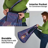 Serbia Grocery Bag with National Map and Coat of Arms Design in Blue Red Pattern
