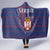 Serbia Hooded Blanket with National Map and Coat of Arms Design in Blue Red Pattern