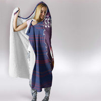 Serbia Hooded Blanket with National Map and Coat of Arms Design in Blue Red Pattern
