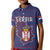 Serbia Kid Polo Shirt with National Map and Coat of Arms Design in Blue Red Pattern