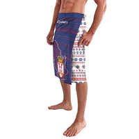 Serbia Lavalava with National Map and Coat of Arms Design in Blue Red Pattern