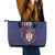 Serbia Leather Tote Bag with National Map and Coat of Arms Design in Blue Red Pattern