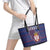Serbia Leather Tote Bag with National Map and Coat of Arms Design in Blue Red Pattern