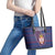Serbia Leather Tote Bag with National Map and Coat of Arms Design in Blue Red Pattern