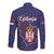 Serbia Long Sleeve Button Shirt with National Map and Coat of Arms Design in Blue Red Pattern