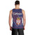 Serbia Men Tank Top with National Map and Coat of Arms Design in Blue Red Pattern