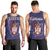 Serbia Men Tank Top with National Map and Coat of Arms Design in Blue Red Pattern