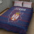 Serbia Quilt Bed Set with National Map and Coat of Arms Design in Blue Red Pattern