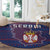 Serbia Round Carpet with National Map and Coat of Arms Design in Blue Red Pattern