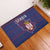 Serbia Rubber Doormat with National Map and Coat of Arms Design in Blue Red Pattern