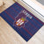 Serbia Rubber Doormat with National Map and Coat of Arms Design in Blue Red Pattern