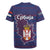 Serbia Rugby Jersey with National Map and Coat of Arms Design in Blue Red Pattern