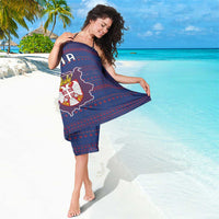 Serbia Sarong with National Map and Coat of Arms Design in Blue Red Pattern
