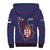 Serbia Sherpa Hoodie with National Map and Coat of Arms Design in Blue Red Pattern