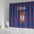 Serbia Shower Curtain with National Map and Coat of Arms Design in Blue Red Pattern