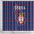 Serbia Shower Curtain with National Map and Coat of Arms Design in Blue Red Pattern