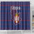 Serbia Shower Curtain with National Map and Coat of Arms Design in Blue Red Pattern