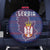 Serbia Spare Tire Cover with National Map and Coat of Arms Design in Blue Red Pattern