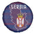 Serbia Spare Tire Cover with National Map and Coat of Arms Design in Blue Red Pattern