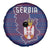 Serbia Spare Tire Cover with National Map and Coat of Arms Design in Blue Red Pattern
