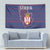 Serbia Tapestry with National Map and Coat of Arms Design in Blue Red Pattern