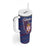 Serbia Tumbler With Handle with National Map and Coat of Arms Design in Blue Red Pattern