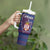 Serbia Tumbler With Handle with National Map and Coat of Arms Design in Blue Red Pattern