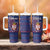 Serbia Tumbler With Handle with National Map and Coat of Arms Design in Blue Red Pattern
