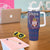 Serbia Tumbler With Handle with National Map and Coat of Arms Design in Blue Red Pattern