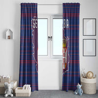 Serbia Window Curtain with National Map and Coat of Arms Design in Blue Red Pattern