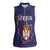 Serbia Women Sleeveless Polo Shirt with National Map and Coat of Arms Design in Blue Red Pattern