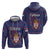 Serbia Zip Hoodie with National Map and Coat of Arms Design in Blue Red Pattern