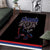 Serbia Area Rug with Wolf Head Graphic, Howling Wolf, and National Flag Stripes