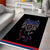 Serbia Area Rug with Wolf Head Graphic, Howling Wolf, and National Flag Stripes