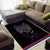 Serbia Area Rug with Wolf Head Graphic, Howling Wolf, and National Flag Stripes