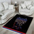 Serbia Area Rug with Wolf Head Graphic, Howling Wolf, and National Flag Stripes