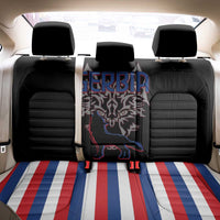 Serbia Back Car Seat Cover with Wolf Head Graphic, Howling Wolf, and National Flag Stripes