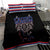 Serbia Bedding Set with Wolf Head Graphic, Howling Wolf, and National Flag Stripes