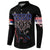 Serbia Button Sweatshirt with Wolf Head Graphic, Howling Wolf, and National Flag Stripes