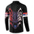 Serbia Button Sweatshirt with Wolf Head Graphic, Howling Wolf, and National Flag Stripes