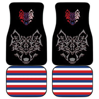 Serbia Car Mats with Wolf Head Graphic, Howling Wolf, and National Flag Stripes