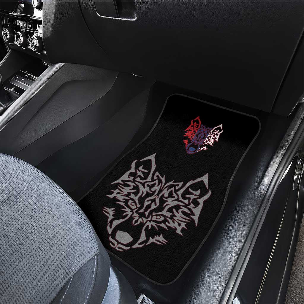 Serbia Car Mats with Wolf Head Graphic, Howling Wolf, and National Flag Stripes