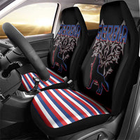 Serbia Car Seat Cover with Wolf Head Graphic, Howling Wolf, and National Flag Stripes