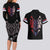 Serbia Couples Matching Long Sleeve Bodycon Dress and Hawaiian Shirt with Wolf Head Graphic, Howling Wolf, and National Flag Stripes