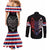 Serbia Couples Matching Mermaid Dress and Long Sleeve Button Shirt with Wolf Head Graphic, Howling Wolf, and National Flag Stripes