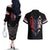 Serbia Couples Matching Off The Shoulder Long Sleeve Dress and Hawaiian Shirt with Wolf Head Graphic, Howling Wolf, and National Flag Stripes