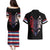 Serbia Couples Matching Puletasi and Hawaiian Shirt with Wolf Head Graphic, Howling Wolf, and National Flag Stripes