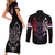 Serbia Couples Matching Short Sleeve Bodycon Dress and Long Sleeve Button Shirt with Wolf Head Graphic, Howling Wolf, and National Flag Stripes