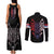 Serbia Couples Matching Tank Maxi Dress and Long Sleeve Button Shirt with Wolf Head Graphic, Howling Wolf, and National Flag Stripes