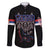 Serbia Family Matching Long Sleeve Bodycon Dress and Hawaiian Shirt with Wolf Head Graphic, Howling Wolf, and National Flag Stripes